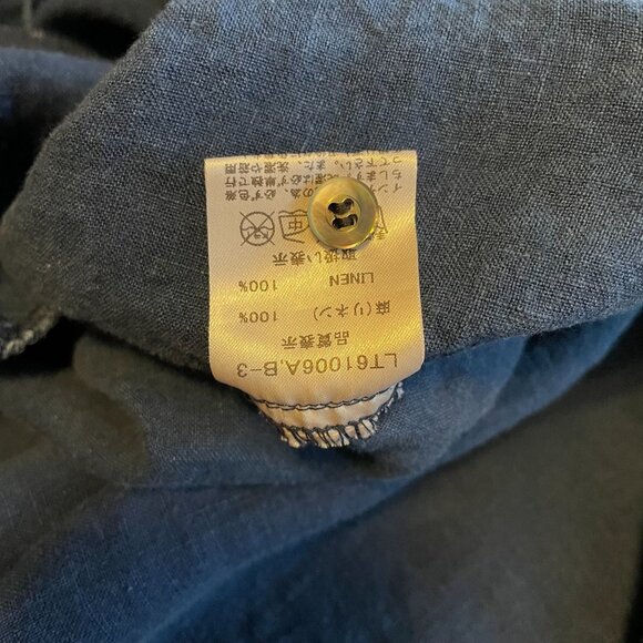 Ichi Antiquites Navy Blue Linen Button Front Shirt Dress with Pockets Size M - Picture 6 of 7